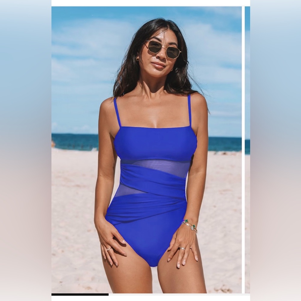 Blue Cupshe One Piece Swimsuit NWT